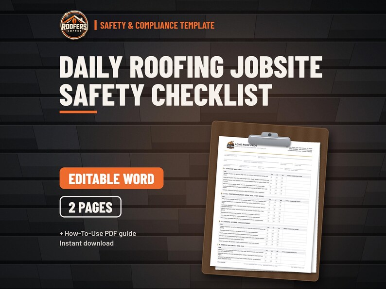 Roofing Safety Program Bundle, 5 Editable Templates, Safety Manual, Fall Protection Plan, JHA, Toolbox Talks, Daily Checklist image 6