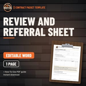 Customer Review and Referral Sheet Template for Roofers, Editable Word Doc, Online Review and Referral Capture Form image 1