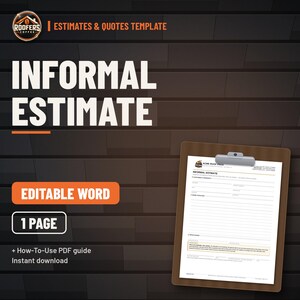 Informal Roofing Estimate Form, Editable Word Doc, Field Ballpark Estimate Template for Roofing Contractors image 1