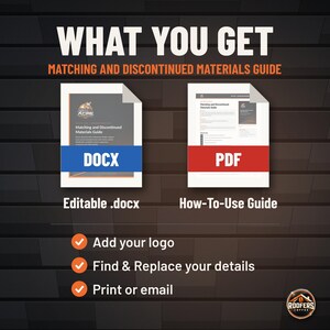 Matching and Discontinued Shingle Guide, Editable Word Doc, Roofing Material Match Documentation with Sample Memo image 3
