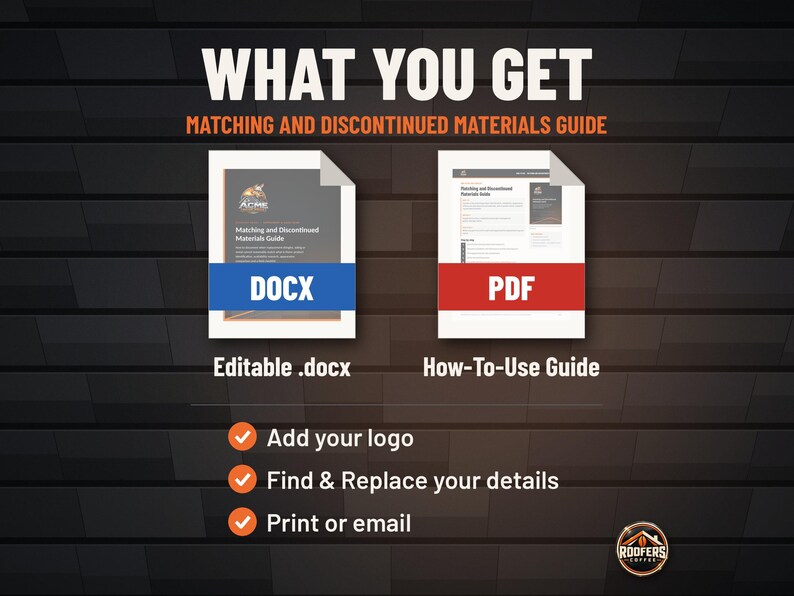 Matching and Discontinued Shingle Guide, Editable Word Doc, Roofing Material Match Documentation with Sample Memo image 3