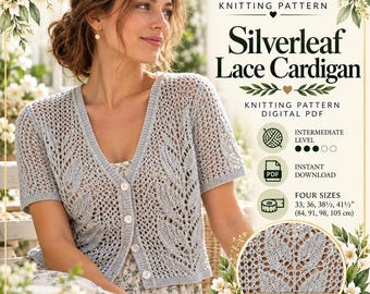 Silverleaf Lace Cardigan Knitting Pattern | Floral Lace Top (PDF)