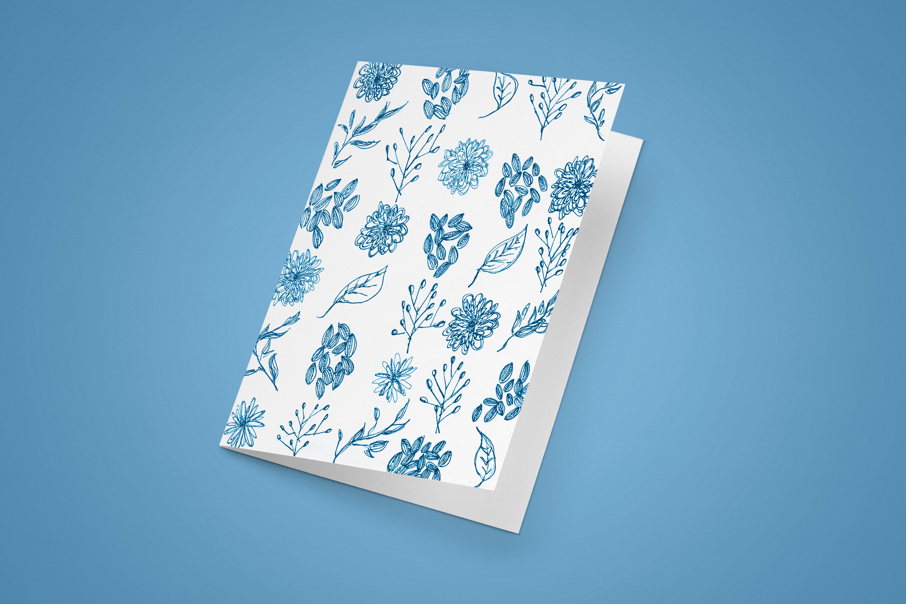 Blue Floral Cards - Etsy