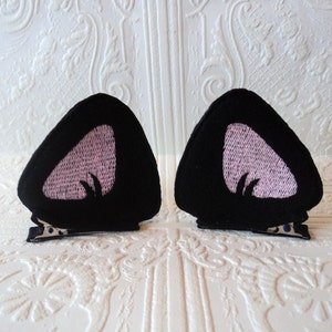 Kitty Barrette, Cat Ear Clips, Kitty Hair Clips, Costume Ear Clips, Black Cat Ears, Kitten Ear Clips, Kitty Hair Bow, manga, Anime, cosplay