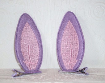 Bunny  Barrette - Rabbit Ear Clips - Lilac Dressup Ears - Costume Ear Clips - Purple Bunny Ears - Bunny Ear Clips - Violet Felt Barrette