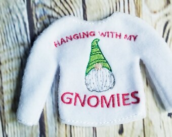 Christmas Elf Clothes, Elf Behaving Badly,Doll Clothes, Elf Ugly Christmas Sweater, Elf Shirt, Elf Kit, Elf prop, Hanging with my gnomies