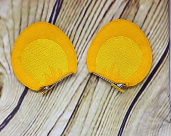 Bear Barrette, mouse ear clips, dress up ears, costume ear clips, Yellow bear ears, mouse ear clips, honey bear Ears, Dress Up, Kids Costume