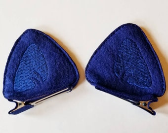 Kitty  Barrette - Cat Ear Clips - Dressup Ears - Costume Ear Clips - Blue cat Ears - Kitty Ear Clips - StoryBook Cat clips - Hair Accessory