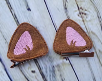 Kitty Barrette, Cat Ear Clips, Dog Hair Clips, Costume Ear Clips, Ginger cat Ears, Kitten, Shiba Inu, Kitty Hair Bow, manga, Anime, cosplay