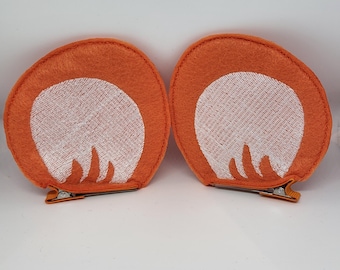 Bear Barrette, mouse ear clips, dress up ears, costume ear clips, orange bear ears, mouse ear clips