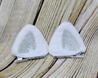 White and Gray Kitty or Dog Ear Clips, Cartoon Cat, Anime, Manga, Furrie, Furry Fandom, Rave Accessory, Costume Accessories, Hair barrettes