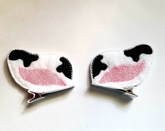 Cow  Barrette, Cow Ear Clips, Dressup Ears, Costume Ear Clips, Heifer Ears, Dairy Cow Ear Clips, Holstein Felt Barrette, Sexy Cosplay, Anime