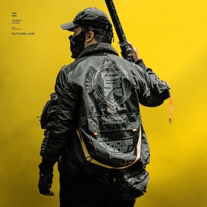 Techwear Cyberpunk-jacka: Vattentät vindtät Taslan - CrossBone Limited Edition