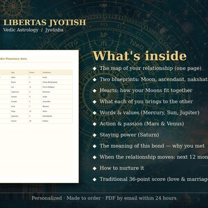 Informe de compatibilidad astrológica védica / ¿Por qué se conocieron? Sinastría en PDF para parejas, amigos y negocios / Cronología de una relación de 12 meses imagen 2