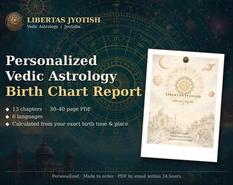 Vedic Astrology Birth Chart Report | Personalized 13-Chapter PDF | Jyotish Kundli Reading, Dasha Life Timeline, Nakshatra, D9 D10