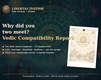 Vedic Astrology Compatibility Report | Why Did You Two Meet? Synastry PDF for Couples, Friends, Business | 12-Month Relationship Timeline