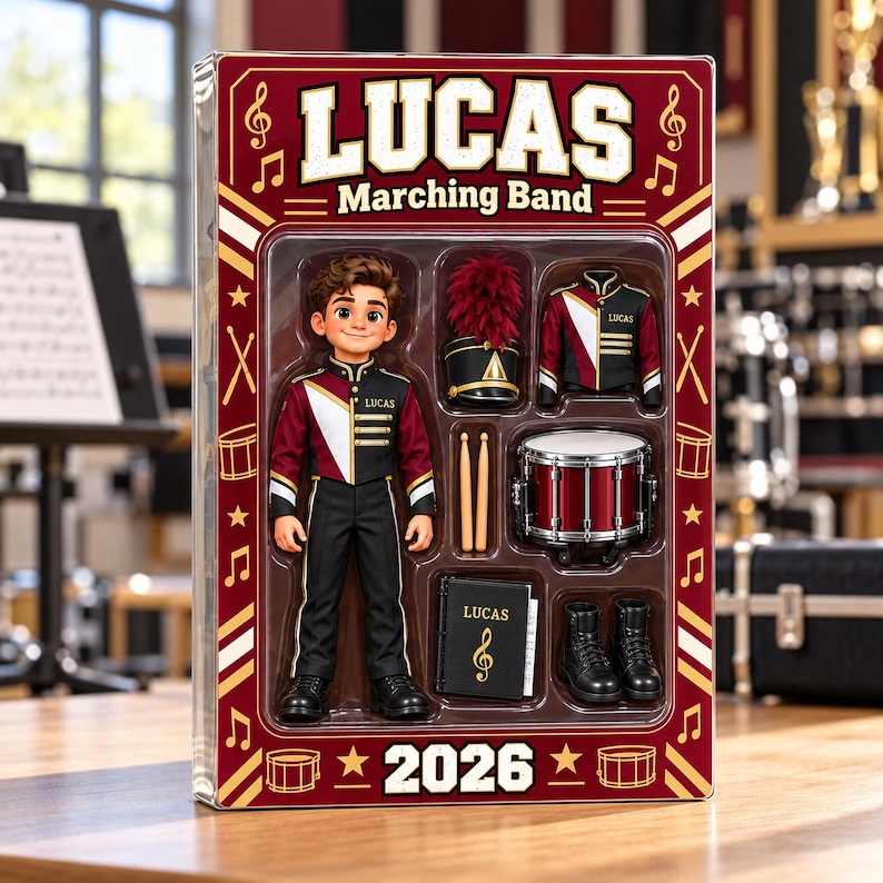 Personalized Marching Band 2D Flat Acrylic Block, Custom Drummer Name ...