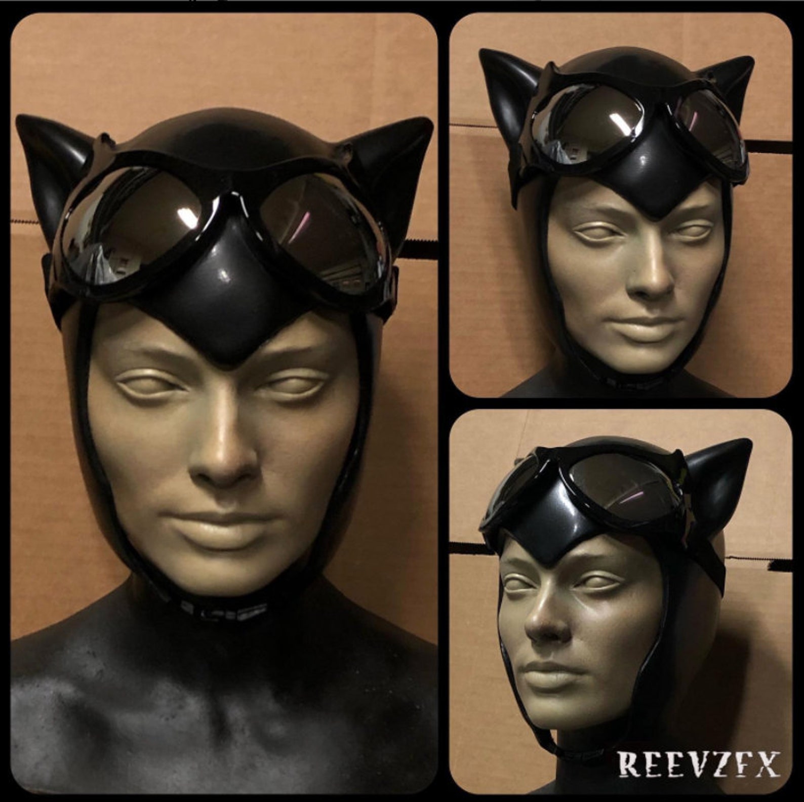 Catwoman Mask Cowl Hood With Goggles Adam Hughes Style Etsy