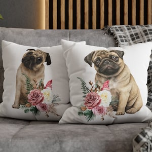 Pug Dog Pillowcase, Double Sided Decorative Pug Pillow Cover, Dog Lover Decor Pillowcase, Throw Pillow Cover, Dog Lover Gift, Gift for Her