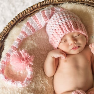 Baby Crochet Hat Infant-Toddler, Boys Girls Infant Stocking Hat, Elf Hat, Newborn Photo Props, Newborn Photography Prop, Baby Shower Gift