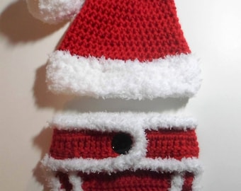 Crocheted Baby Santa Suit: Christmas Hat & Diaper Cover Set