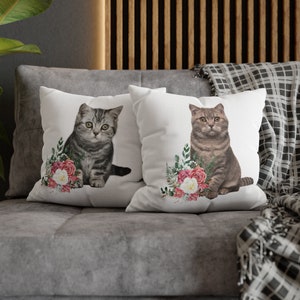 Cat Pillowcase, Double Sided Decorative Kitten Pillow Cover, Cat Lover Decor Pillowcase, Kitten Throw Pillow Cover, Cat Lover Gift for Her