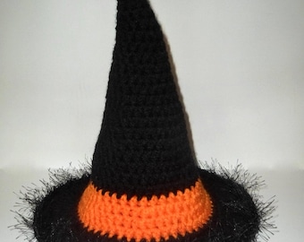 Crochet Halloween Witch Hat: Infant to Adult, Baby Costume, Photo Prop