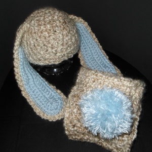 Crochet Baby Bunny Hat and Diaper Cover Set, Floppy Bunny Ears Hat Photo Prop, Easter Photo Prop, Babyshower Gift, Animal Costume Hat