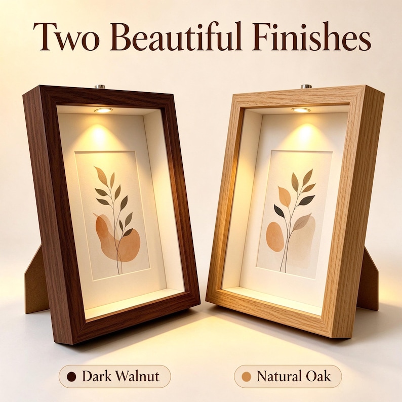 Spotlight Frame Box Design Wooden Shadow Box Frame With Warm Spotlight, Tabletop LED Photo Display ...