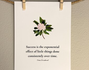 Digital Print Quote with Vintage Flower Design, Success is the Exponential Effect Quote by Orrin Woodward