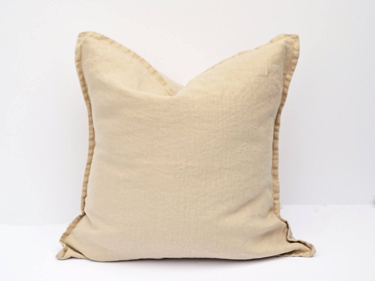 Natural Linen Pillow Cover With Decorative Flange Etsy