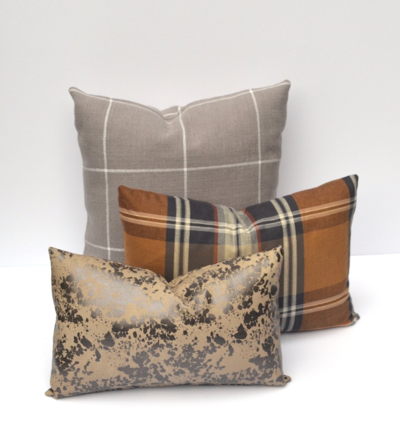 Brown Tan Tartan Plaid Pillow Cover P/Kaufmann Etsy