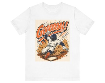 Goooal Baseball Shirt, Bold Cartoon Sliding Tee, Funny Baseball Dad Gift