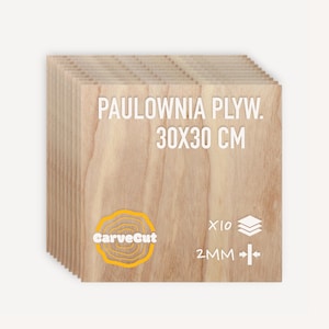 Premium Paulownia multiplex 30x30 cm 2 mm 10 stuks | Houten platen voor lasersnijden, CNC en knutselen | Geschikt voor 5W diodes | Gratis verzending