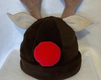 Rudolf beanie/Rudolf the reindeer hat/Rudolf costume/secret Santa gift/Christmas gift/reindeer