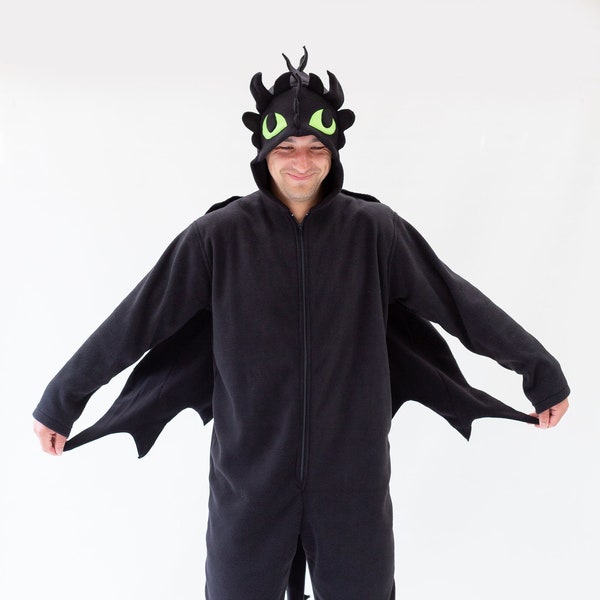 Black dragon without teeth costume/ night fury onesie/ dragon kigurumi/ dragon Cosplay