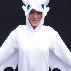 Light fury costume/ light fury onesie/ dragon kigurumi/ dragon Cosplay