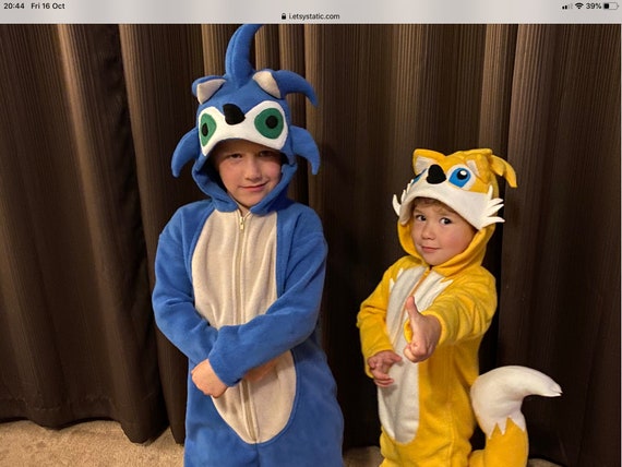 Costume Sonic déguisement enfant cosplay hérisson bleu taille S 3 à 6 ans