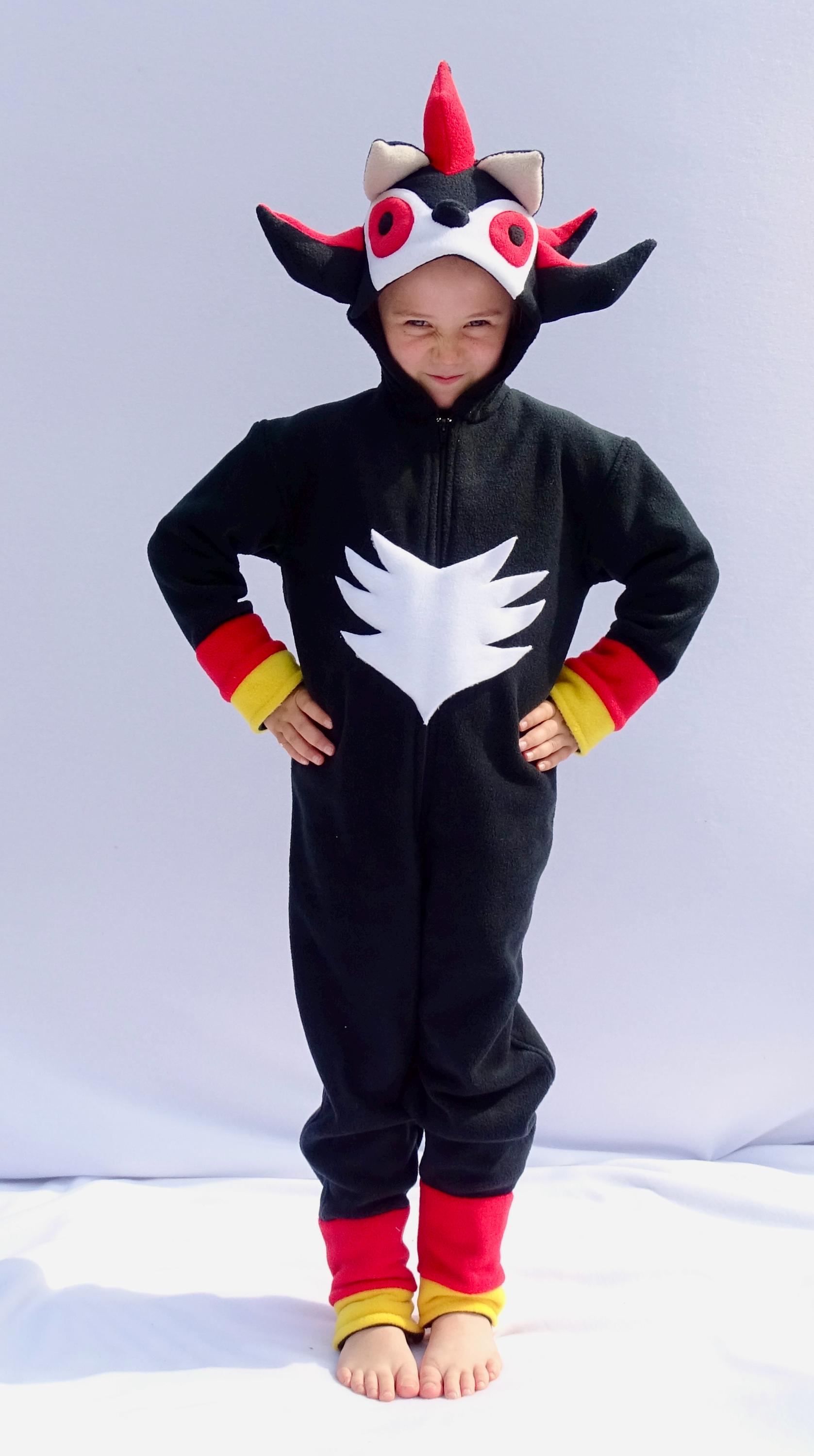 Costume Intero Sonic Shadow The Hedgehog Per Bambini - Tuta Cosplay Festa Carnevale