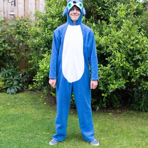 Sonic onesie/ Adult sonic the hedgehog gift/ Sonic party/sonic kigurumi/ sonic cosplay/ sonic clothing image 3