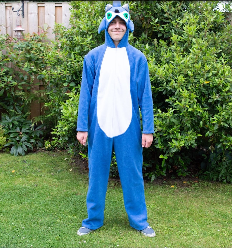 Sonic onesie/ Adult sonic the hedgehog gift/ Sonic party/sonic kigurumi/ sonic cosplay/ sonic clothing image 3