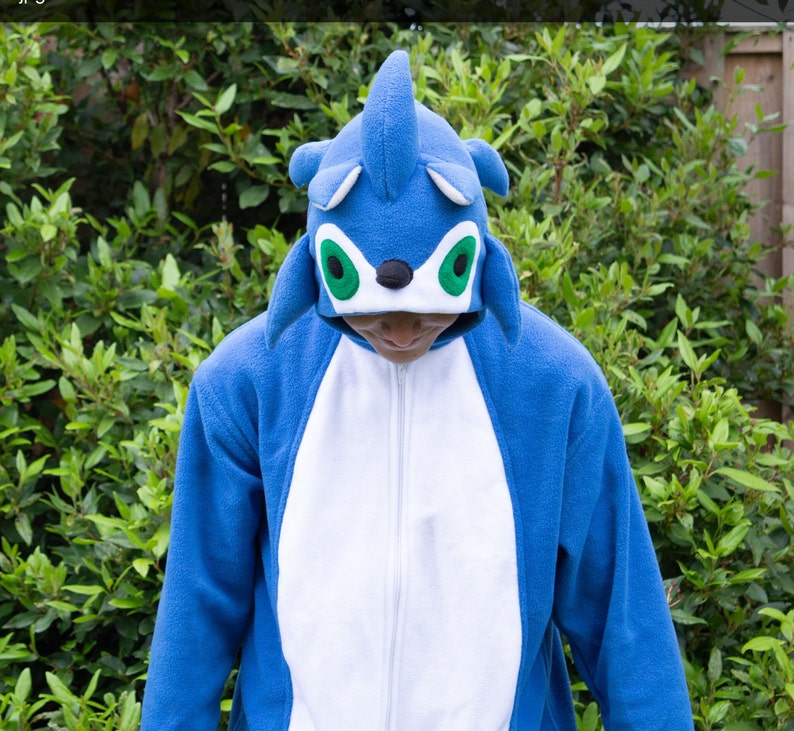 Sonic onesie/ Adult sonic the hedgehog gift/ Sonic party/sonic kigurumi/ sonic cosplay/ sonic clothing image 1