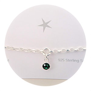 Birthstone Bracelet - Birthstone Charm - Birthstone Gift - Sterling Silver (925)