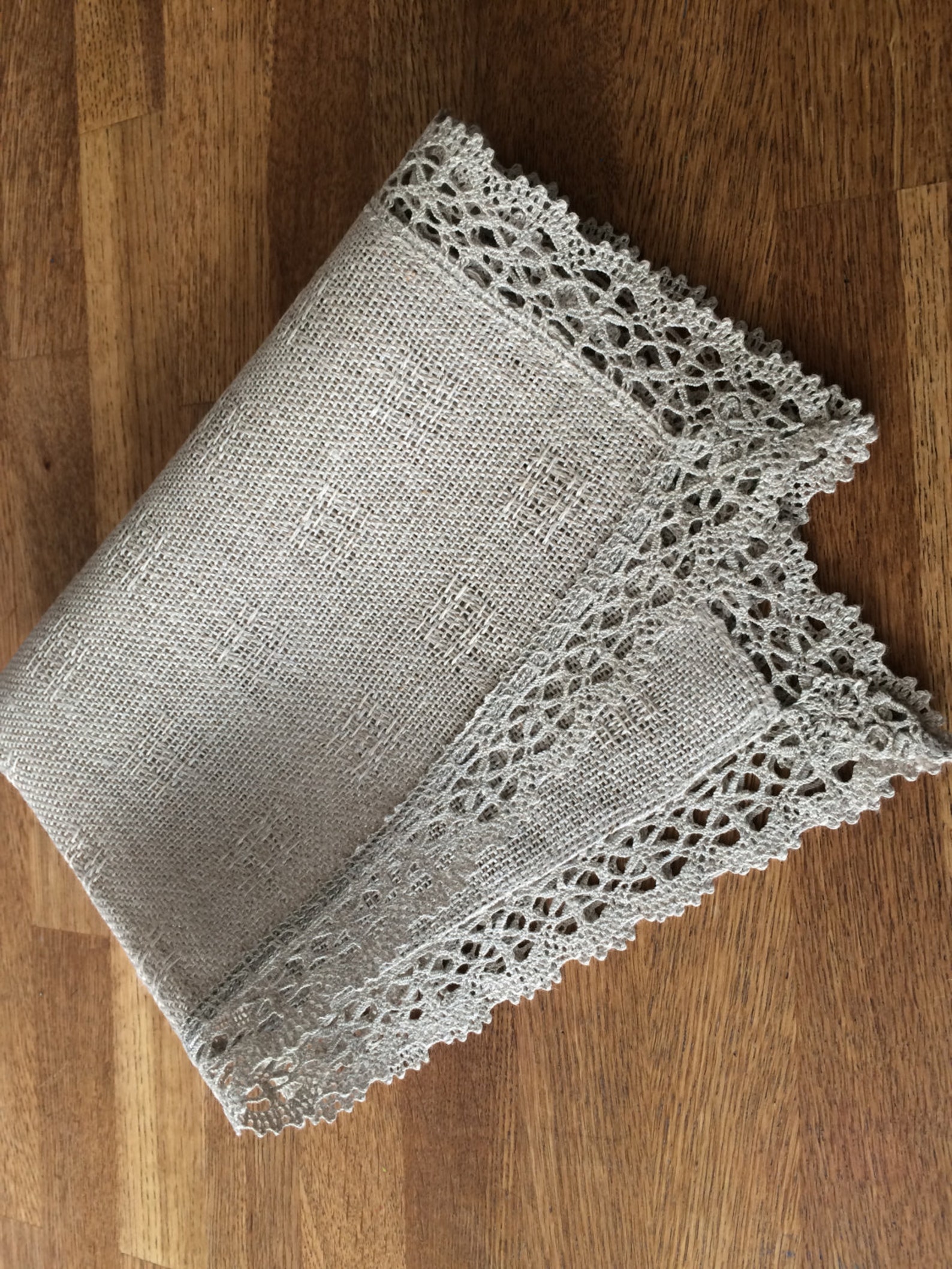 Handwoven linen coffee table runner natural grey Etsy