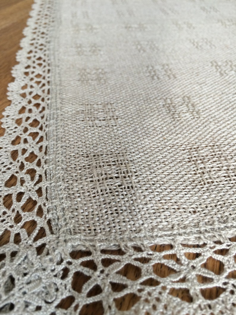 Handwoven Linen Coffee Table Runner Natural Grey Etsy