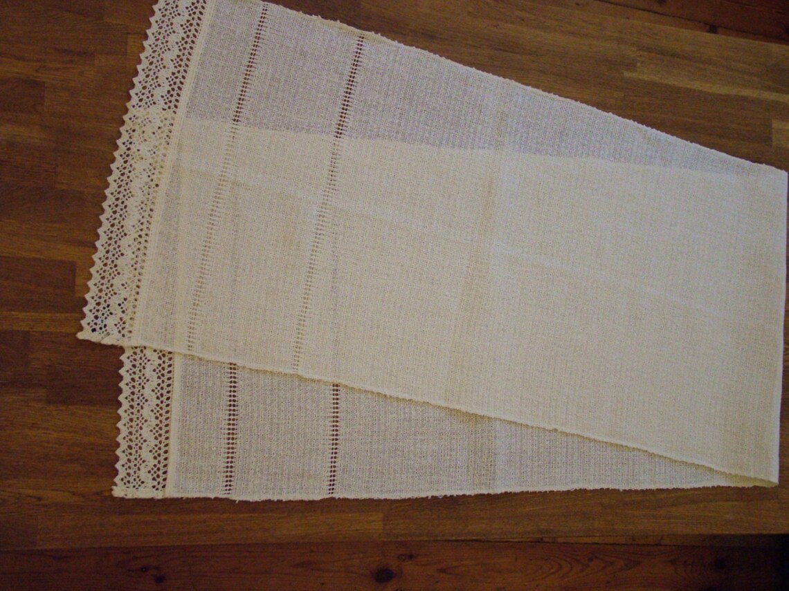 Handwoven Linen Table Runner White Etsy Australia