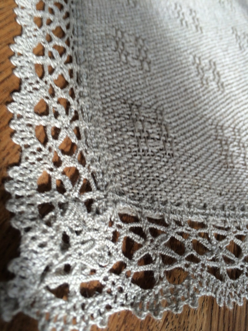 Handwoven Linen Coffee Table Runner Natural Grey Etsy