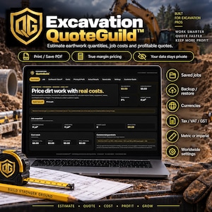 Grävnings QuoteGuild™ Kalkylator | Markarbete, kostnadsberäkning och offertkalkylator | Digital nedladdning av entreprenörer