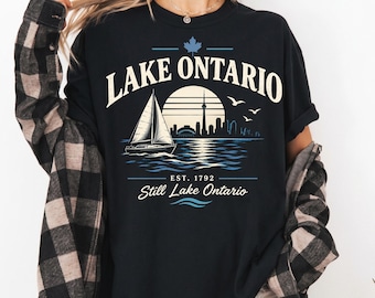 Lake Ontario Shirt, Vintage Lake Tee, Ontario Shirt, Canada Lake Shirt, Nautical Lighthouse Tee, Sailing Shirt, Coastal Gift