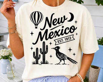 New Mexico Shirt, Comfort Colors Tee, Land Of Enchantment Shirt, Southwest Graphic Tee, New Mexico Gift, Retro Travel Long Sleeve